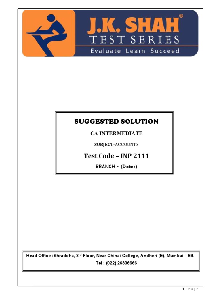 CA Intermediate Accounts Solutions | PDF