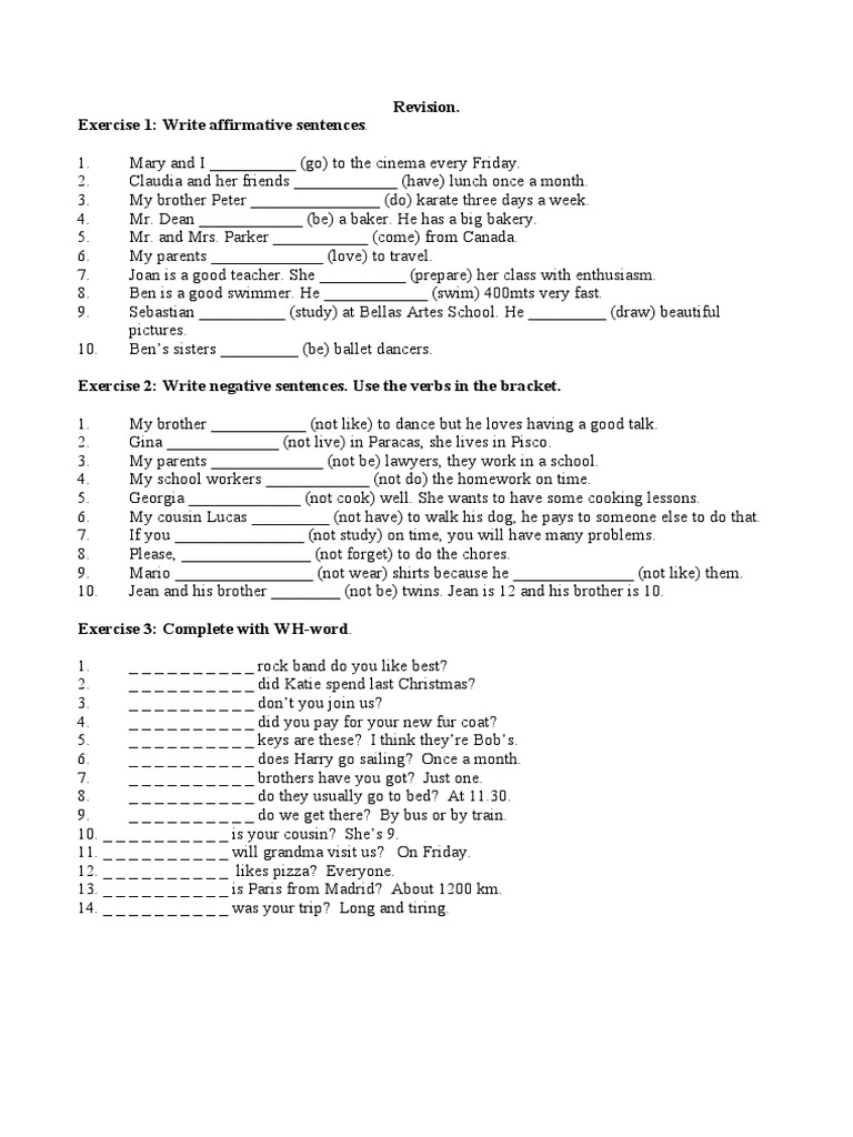 English Grammar Exercises for Beginners | PDF