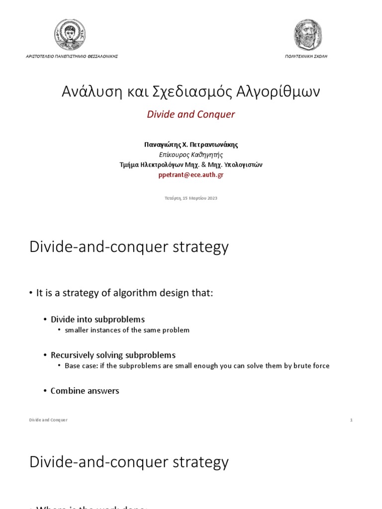 Divide and Conquer Algorithms Overview | PDF | Software Engineering ...