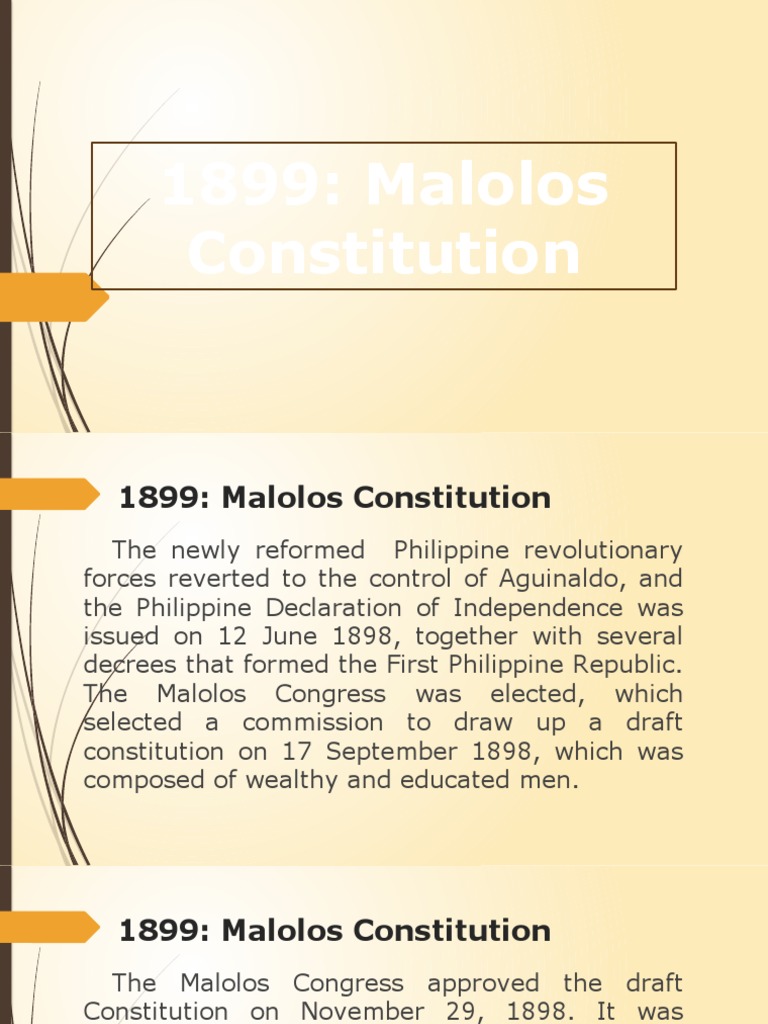 The Malolos Constitution PDF Constitution Sources Of Law