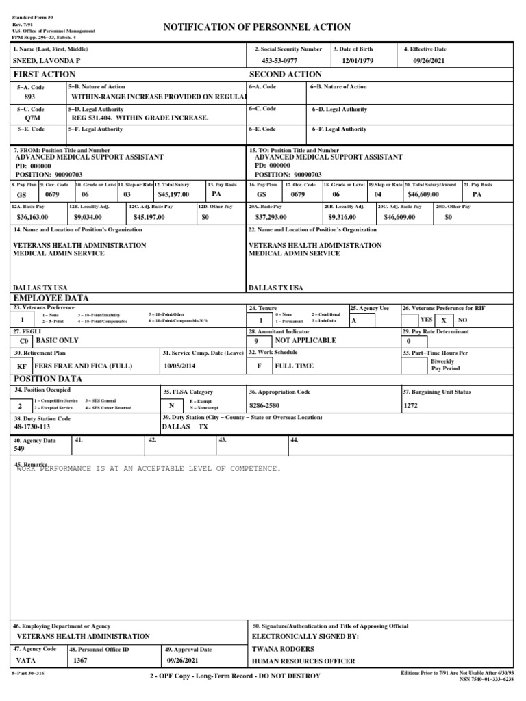 Understanding the SF-50 Form | PDF