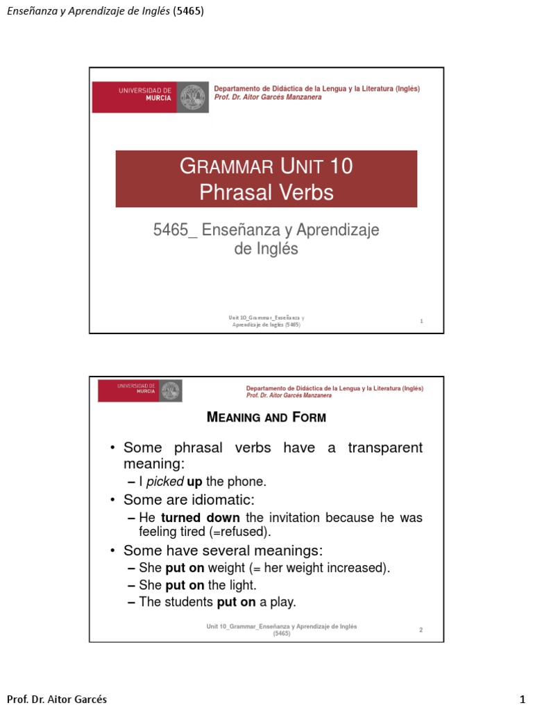 Understanding Phrasal Verbs in English | PDF