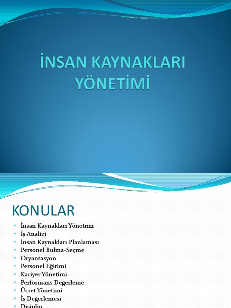 İNSAN KAYNAKLARI YÖNETİMİ Ders PDF | PDF