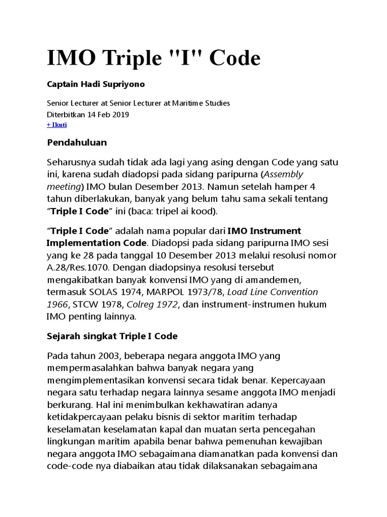 Penerapan Triple I Code IMO | PDF