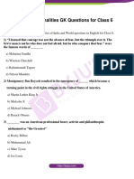 Famous Personalities GK Questions Class 6 PDF