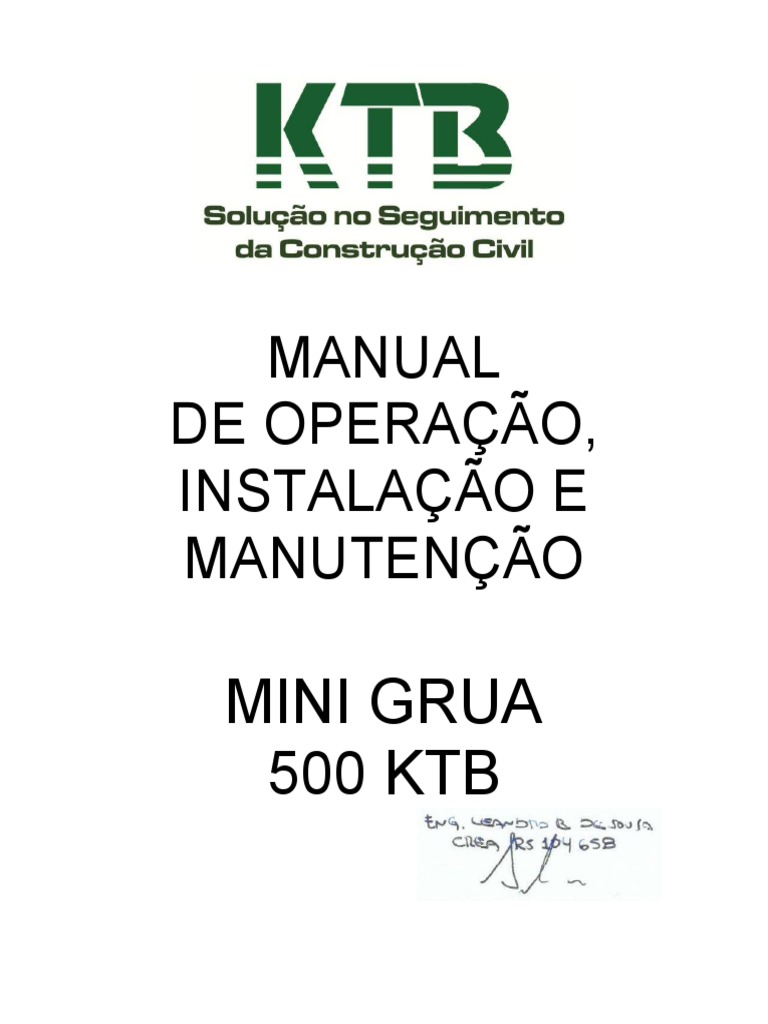 Manual da Mini Grua 500 KTB | PDF | Materiais | Engenharia Elétrica