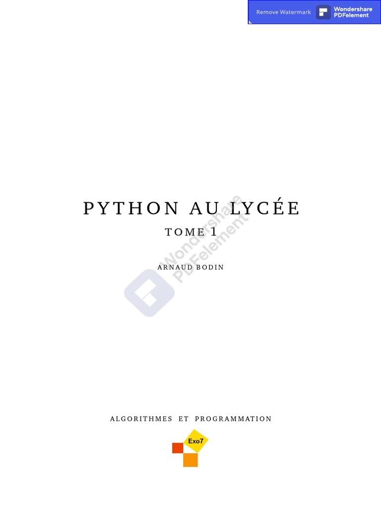 Apprendre Python au lycée : Tome 1 | PDF