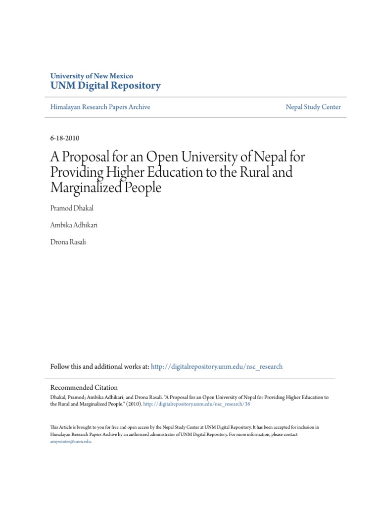 Open University Proposal for Nepal | PDF | Distance Education | Nepal