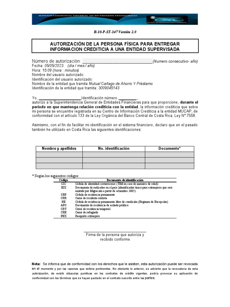 Formato Autorizacion Especifica Mucap | PDF