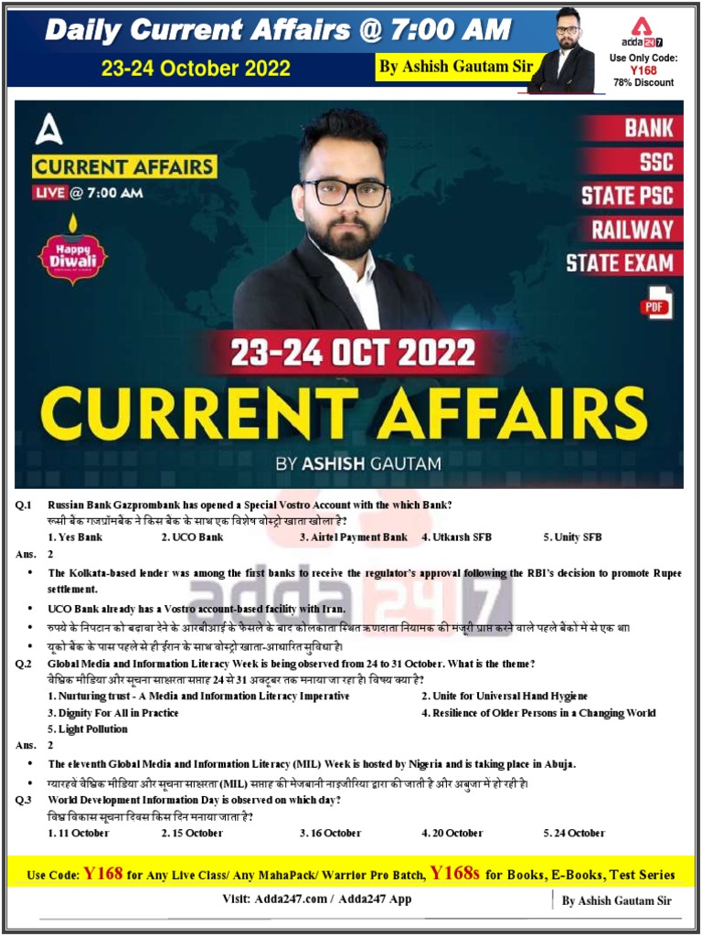 23rd 24th Oct Current Affairs By Ashish Gautam Sir New Format Pdf Pdf