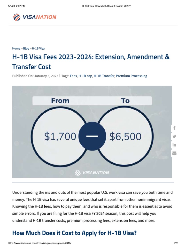 H1B Processing Fees | PDF