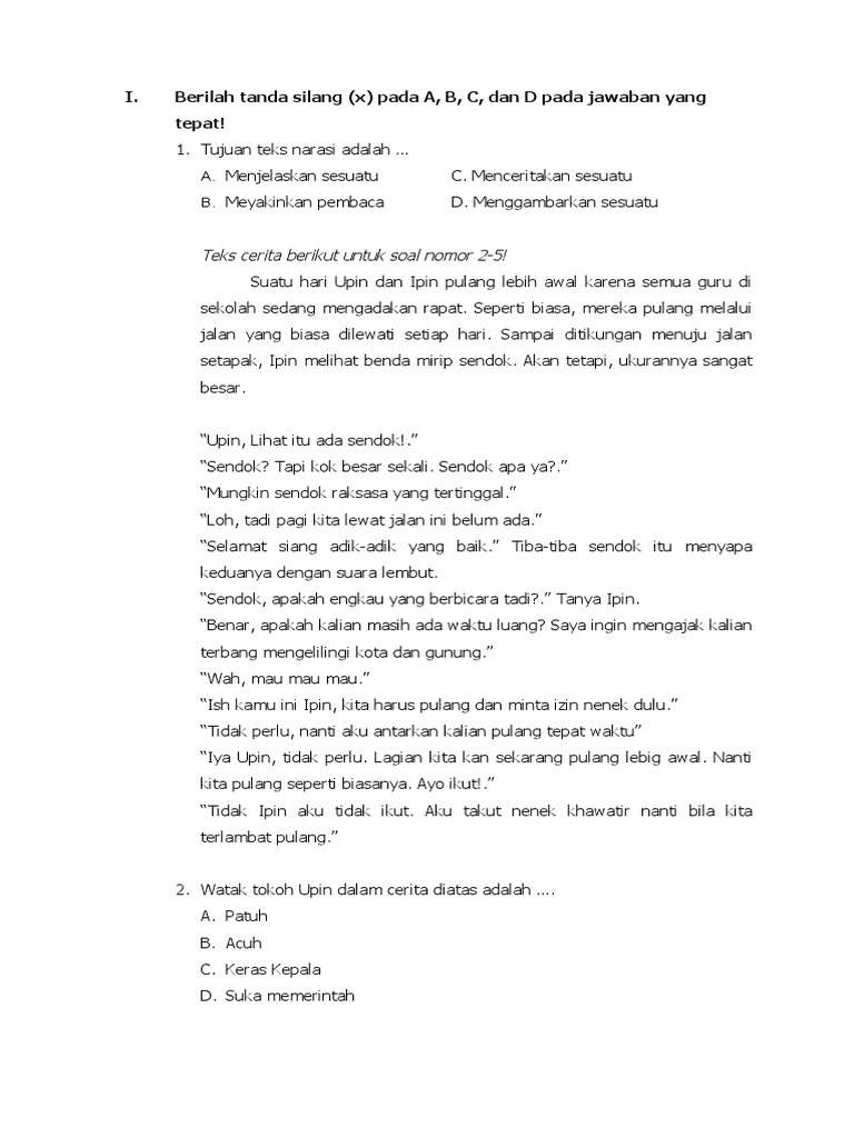 Cerita Sendok Raksasa Upin Ipin | PDF