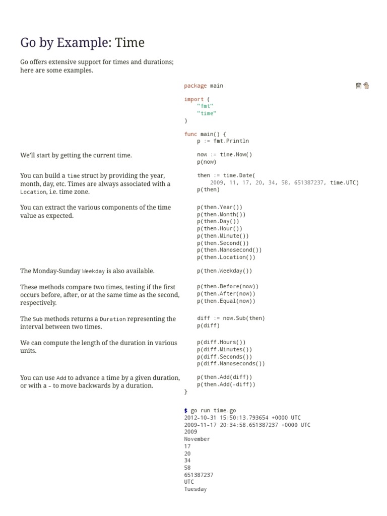 Go Time Package Examples | PDF
