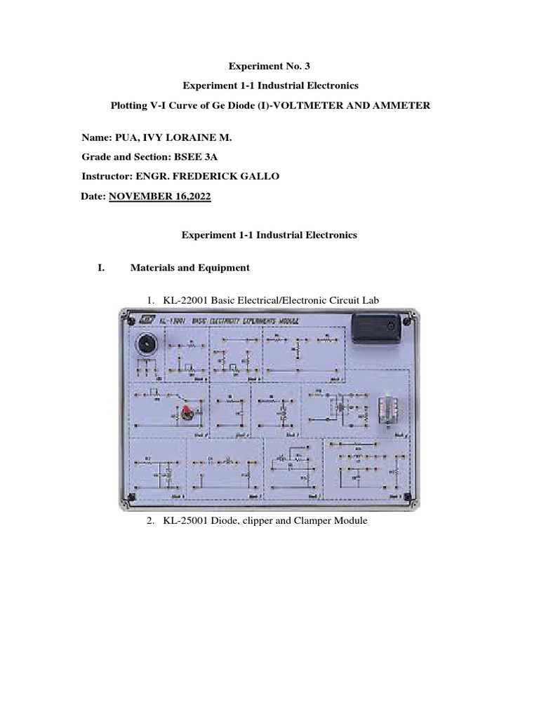 Plotting the VI Characteristics of a Germanium Diode Using Multiple