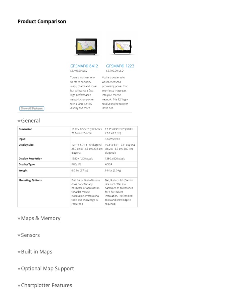 Garmin - Compare 8412 Vs 1223 - 01 | PDF