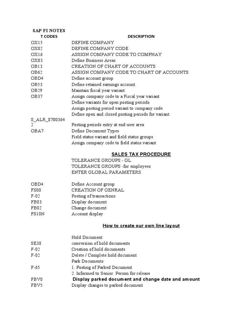 T codes printout pdf