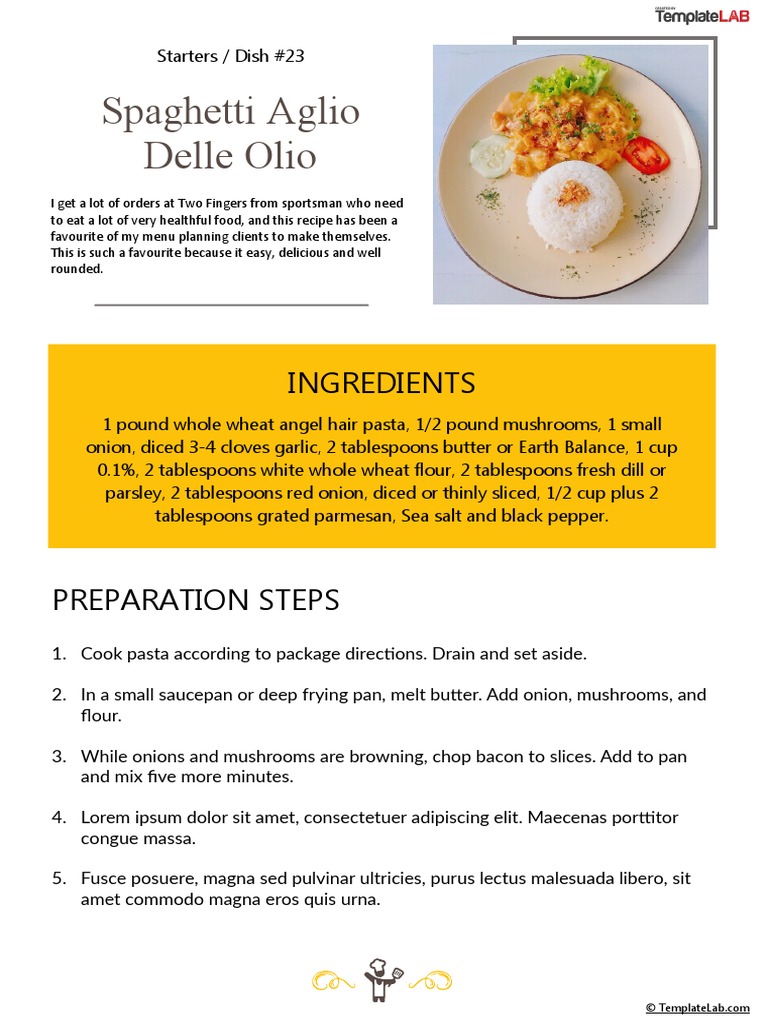 Spaghetti Aglio Delle Olio Ingredients PDF