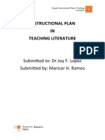 Instructional Plan IN Teaching Literature: Submitted To: DR - Joy F. Lopez Submitted By: Maricar H. Ramos