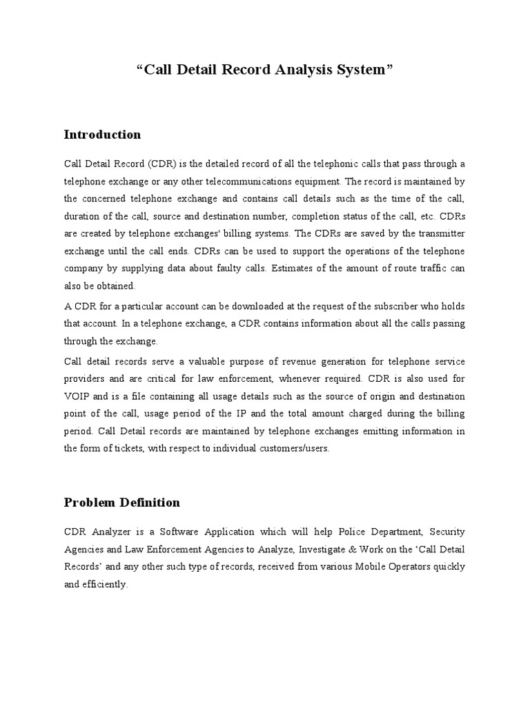 CDR Analysis System for Law Enforcement | PDF | Application Software ...