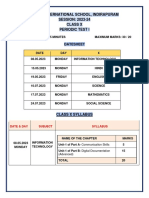 Class 10 Periodic Test 1 Datesheet Cum Syllabus