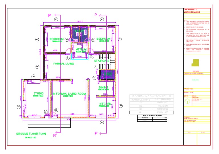 Ground Floor Plan with Dimensions | PDF