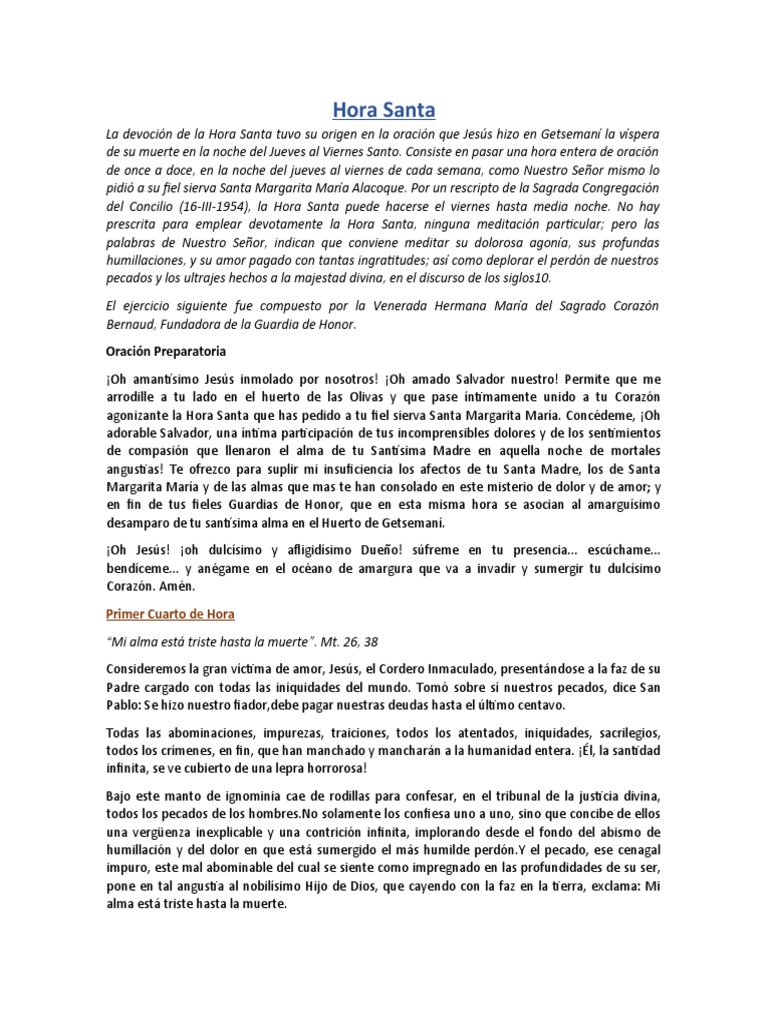 Getsemani Hora Santa PDF Oración Pecado
