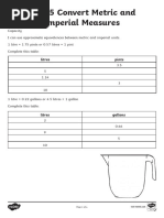 Conversion Sheet Between Imperial and Metric Units