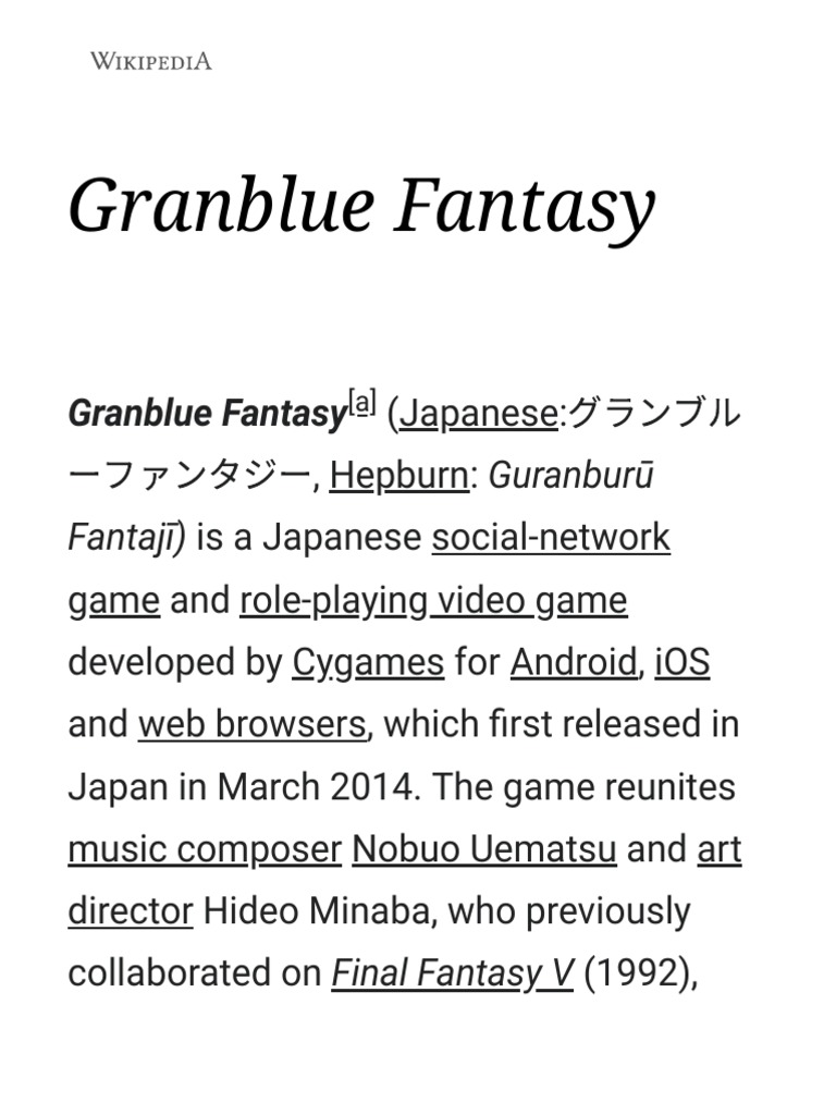 Granblue Fantasy Versus - Wikipedia