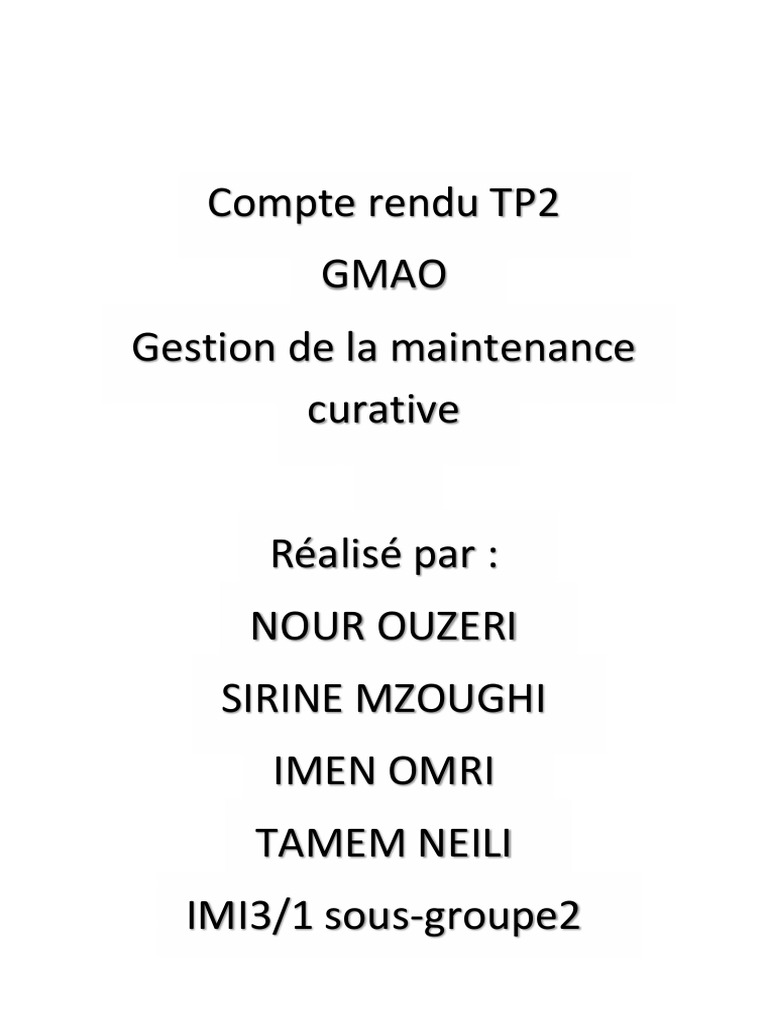 Maintenance corrective : types et analyses | PDF | Affaires ...