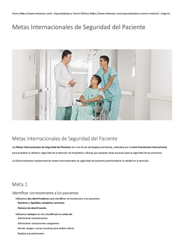 Metas Internacionales De Seguridad Del Paciente Seguridad Del