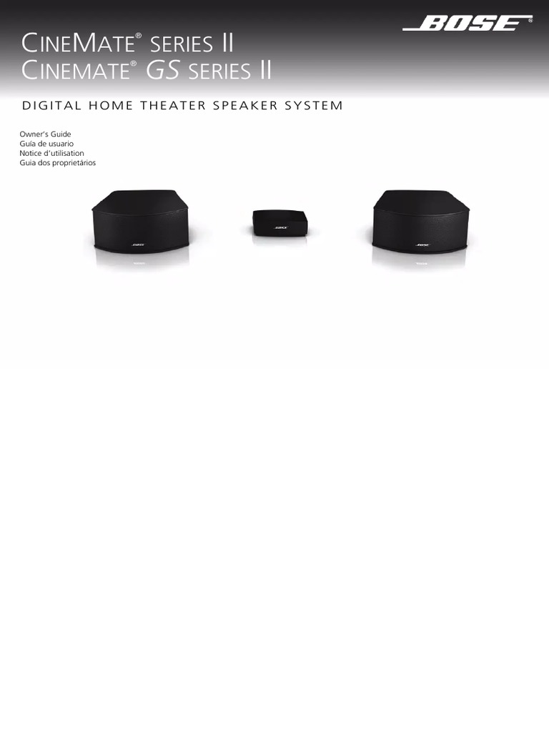 CINEMATE GS SERIES II Home Theater Speaker Guide PDF