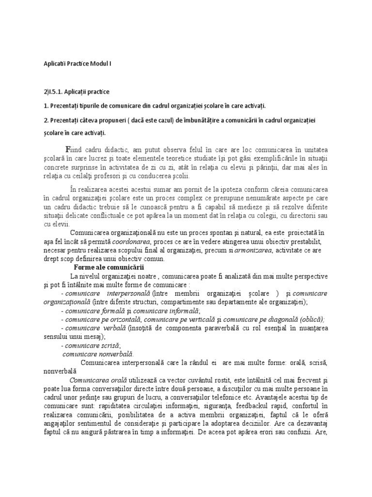 Aplicatii Practice Modulele I - V | PDF