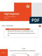 High Beginner: Unit 2: Family Life Online Session 2