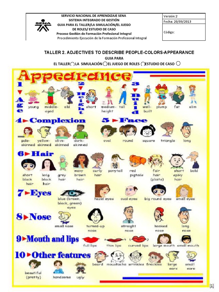 Taller2 - Adjectives, Clothing, Colors, Appearance | PDF | Aprendizaje ...