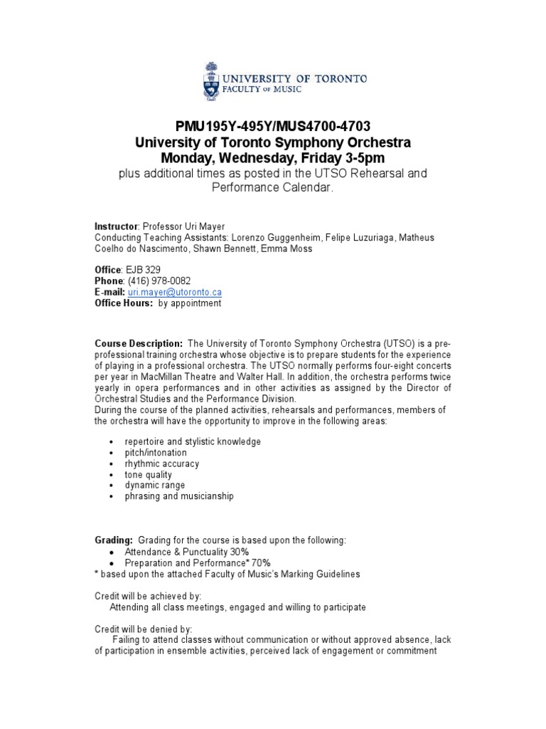 UTSO Course Overview and Requirements | PDF | Orchestras | Clothing