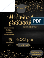 Tarjeta de Invitación Graduación Elegante Negro Dorado PDF