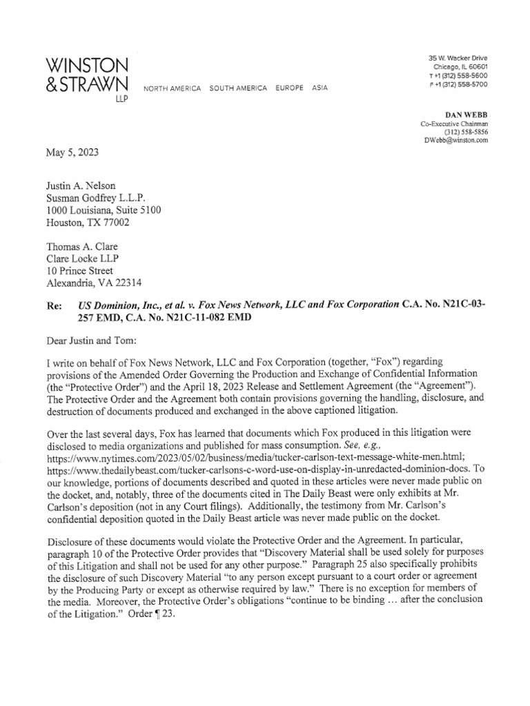 5-5-23, D. Webb Letter, Dominion Matter | PDF