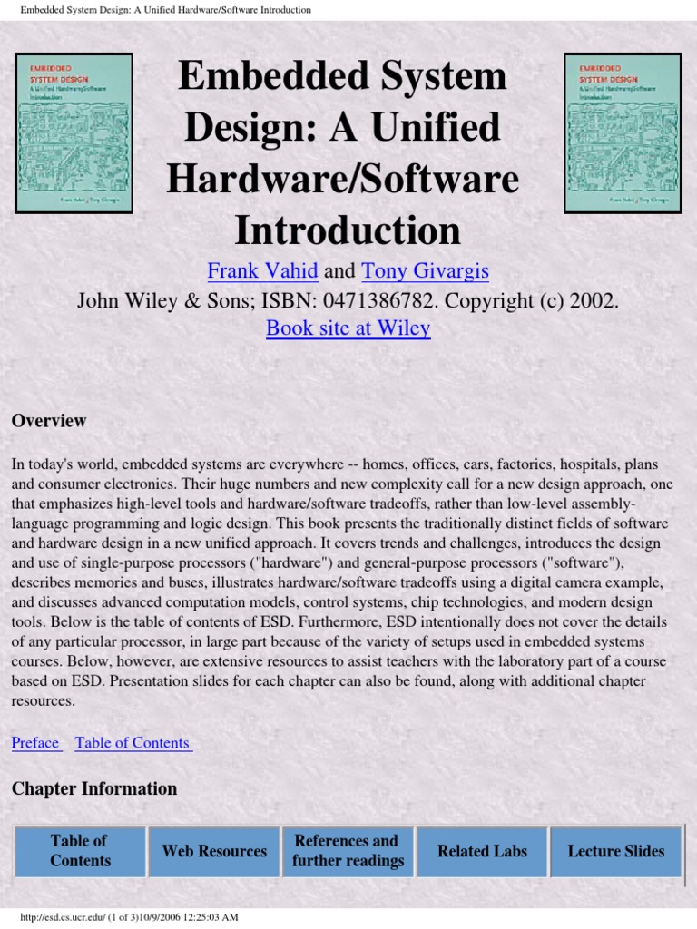 Embedded System Design - A Unified Hardware - Software Introduction PDF ...