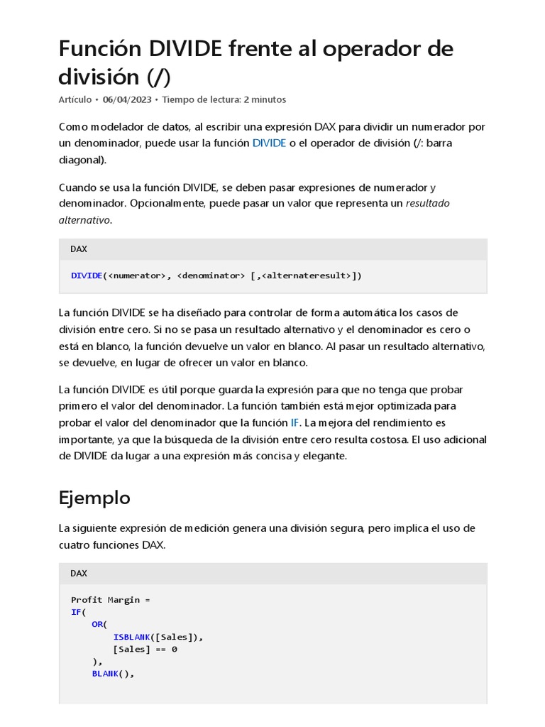 03 Función DIVIDE PDF | PDF | Informática