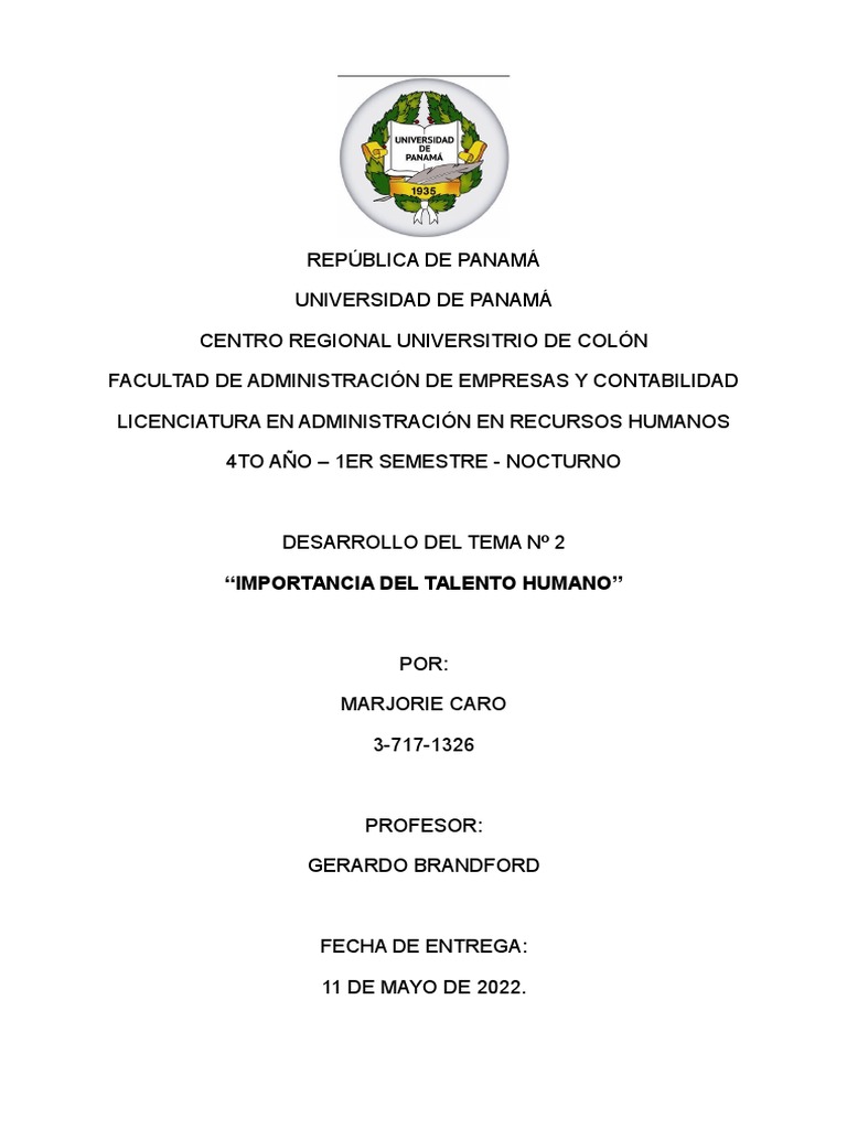 Tema Nº2 - Importancia Del Talento Humano PDF | PDF