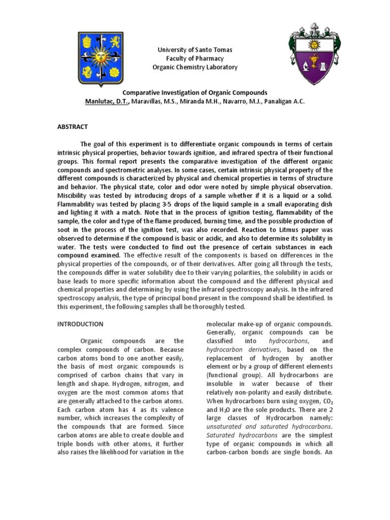 Comparative Study of Organic Compounds | PDF | Hydrocarbons | Alkane