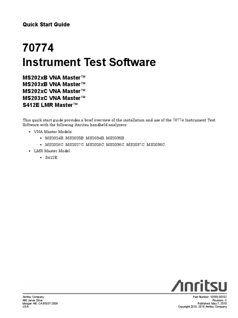 Anritsu 2035B Vna Quick Start Guide PDF PDF