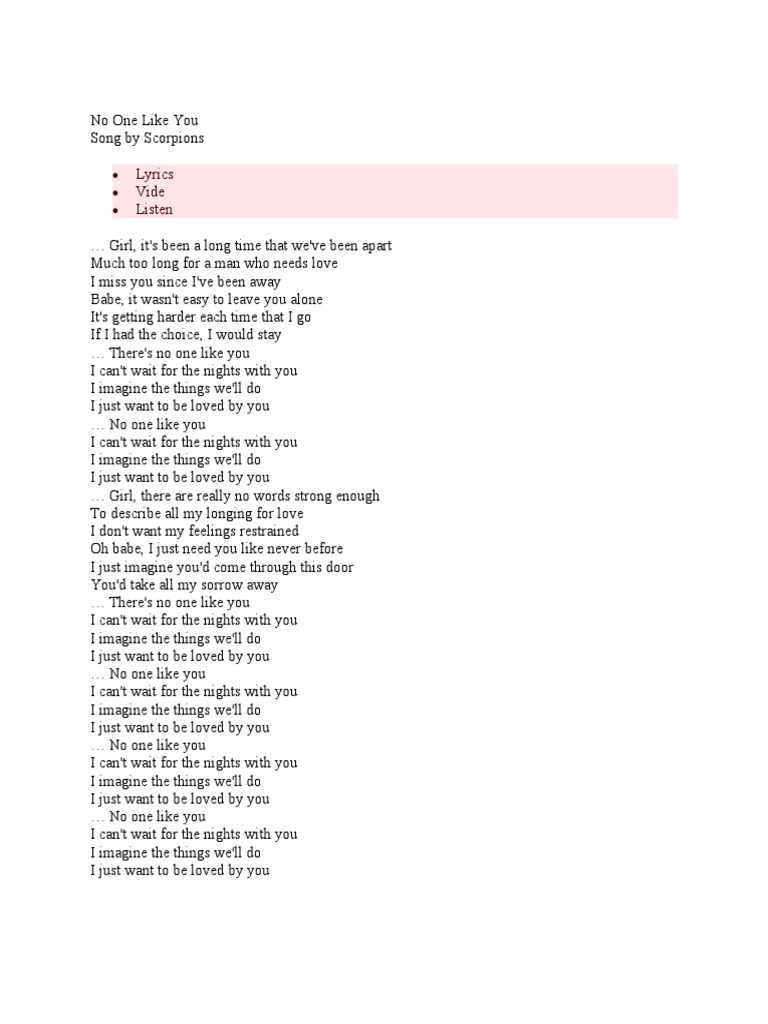 No One Like You In Hindi Meaning