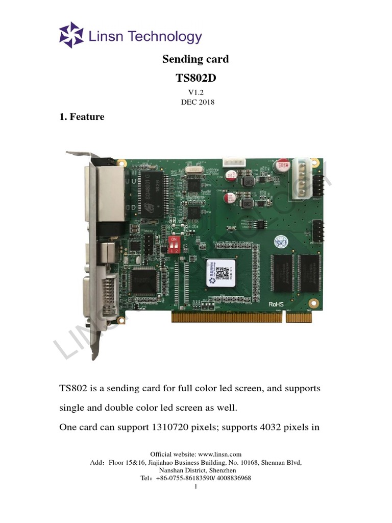 TS802D Sending Card Overview | PDF | Manufactured Goods | Computing