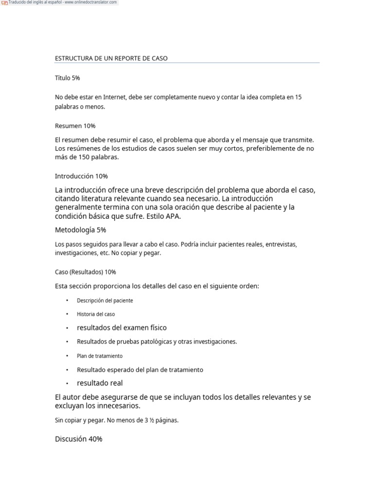 Structure of A Case Report - En.es | PDF | Crecimiento personal y ...