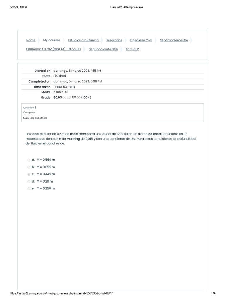 Parcial 2 - Attempt Review | PDF | Ciencia y matemáticas
