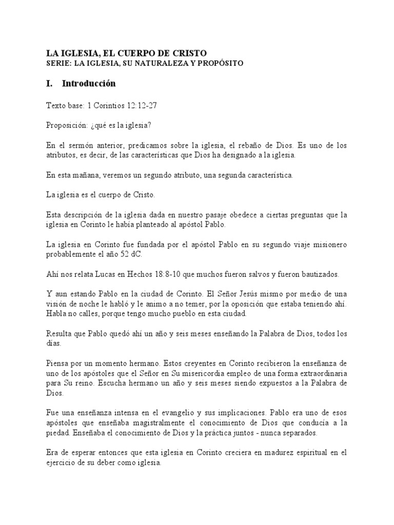 La Iglesia como Cuerpo de Cristo | PDF | Religión y espiritualidad