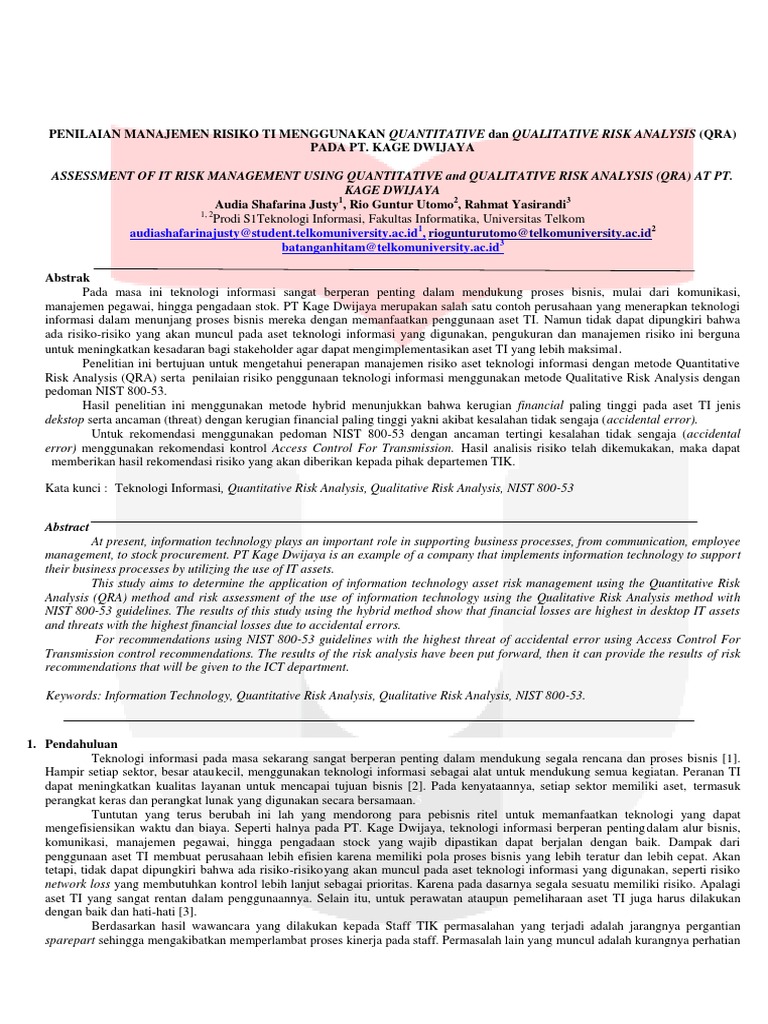 Quantitative And Qualitative Risk Analysis