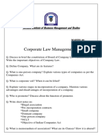 Corporate Law Question Paper PDF