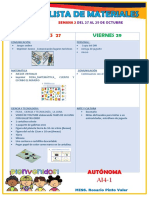 Lista de Materiales - Semana 2 - Del 27 Al 29 de Octubre - Aula Autónoma